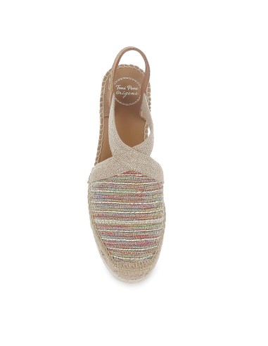 Alpargata textil y serraje cuña con elasticos mujer multicolor