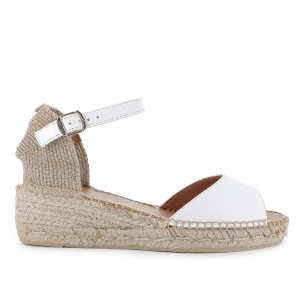 Alpargata yute piel con talon lino mujer blanco
