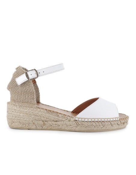 Alpargata yute piel con talon lino mujer blanco