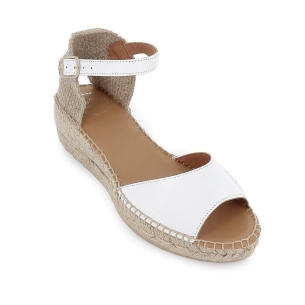 Alpargata yute piel con talon lino mujer blanco 2
