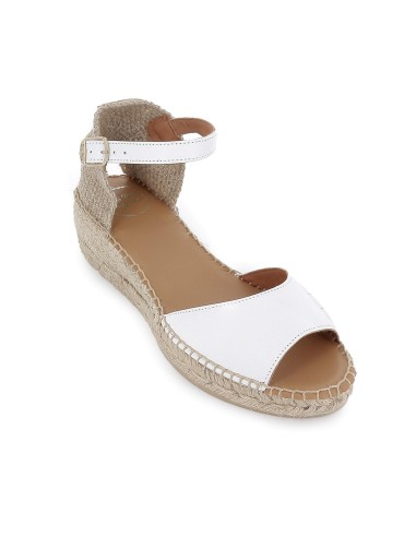 Alpargata yute piel con talon lino mujer blanco