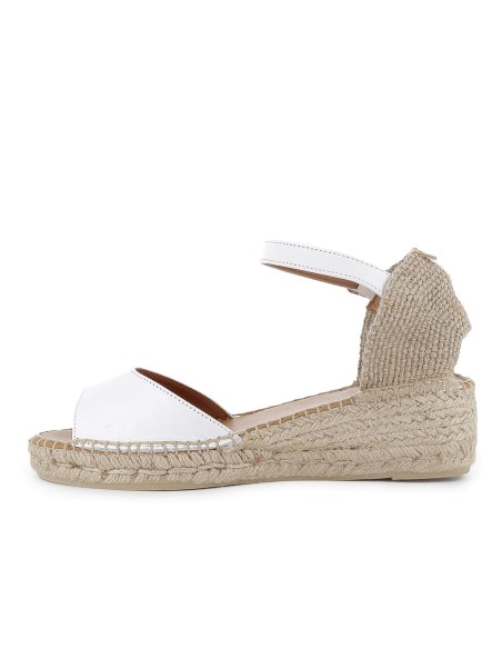 Alpargata yute piel con talon lino mujer blanco