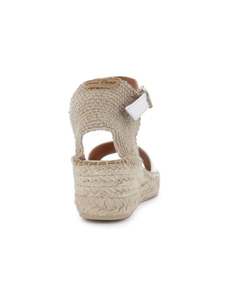 Alpargata yute piel con talon lino mujer blanco