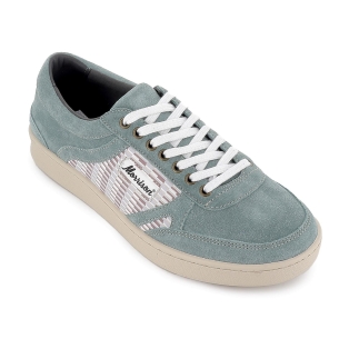 Deportivos piel serraje detalle listas hombre gris 2