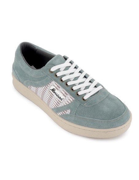 Deportivos piel serraje detalle listas hombre gris