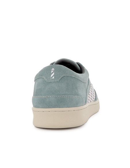 Deportivos piel serraje detalle listas hombre gris