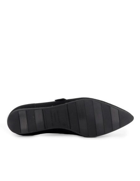 Bailarina licra y hebilla cuña baja comoda mujer negra