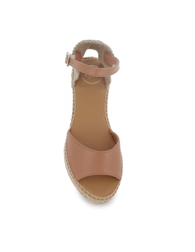 Alpargata yute piel con talon lino mujer cuero