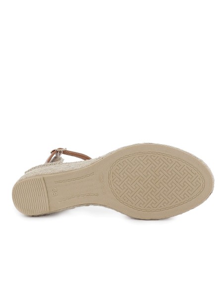 Alpargata yute piel con talon lino mujer cuero