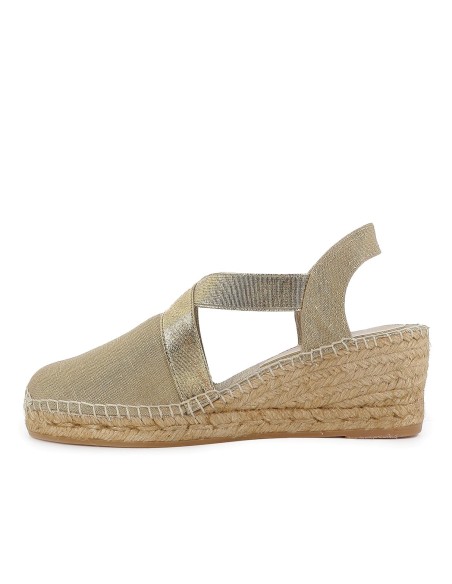Alpargata yute textil cuña con elasticos mujer dorada