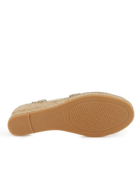Alpargata yute textil cuña con elasticos mujer dorada