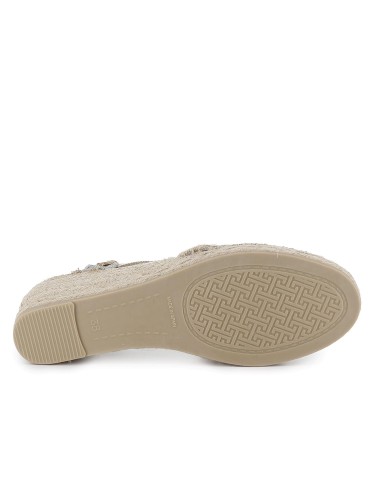 Alpargata algodon brillante cuña con elasticos mujer dorada