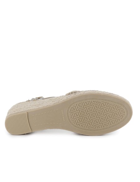 Alpargata algodon brillante cuña con elasticos mujer dorada