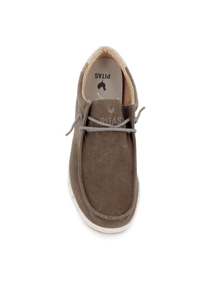 Zapato de cordones cómodos lona y suela EVA hombre taupe
