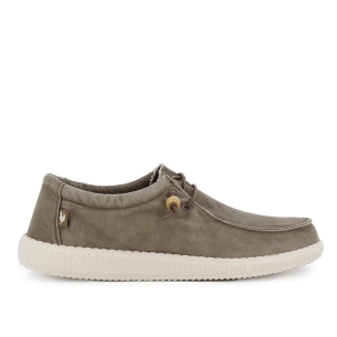 Zapatilla tipo mocasín hombre canvas verano taupe