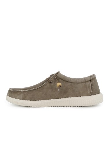 Zapatilla tipo mocasín hombre canvas verano taupe