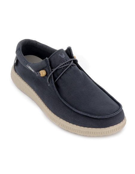 Zapatilla tipo mocasín hombre canvas verano azul marino