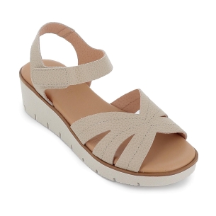 Sandalia piel pala corazon y velcro cuña ligera mujer taupe 2