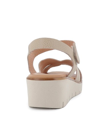 Sandalia piel pala corazon y velcro cuña ligera mujer taupe