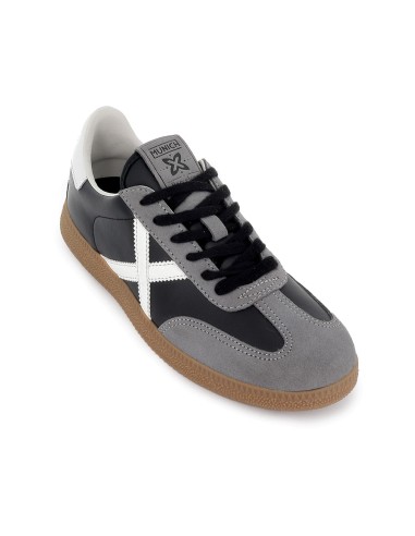 Deportiva tenis piel y serraje puntera contraste hombre negro