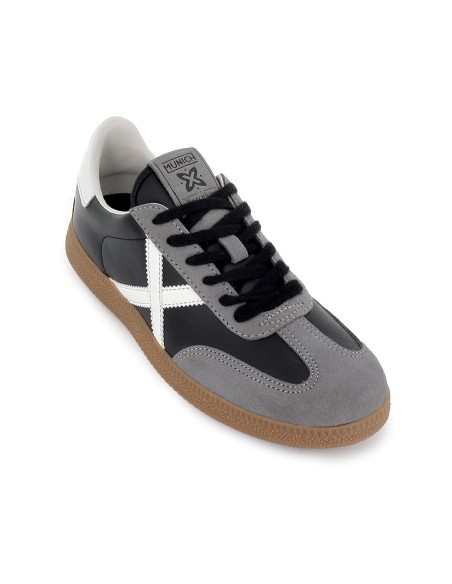 Deportiva tenis piel y serraje puntera contraste hombre negro