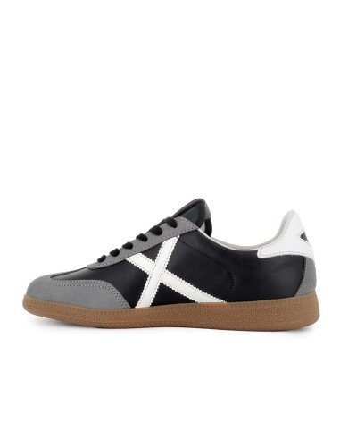 Deportiva tenis piel y serraje puntera contraste hombre negro