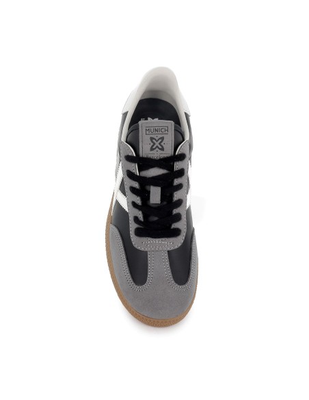 Deportiva tenis piel y serraje puntera contraste hombre negro