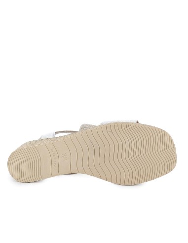 Sandalia cuña con piel y elasticos mujer blanco