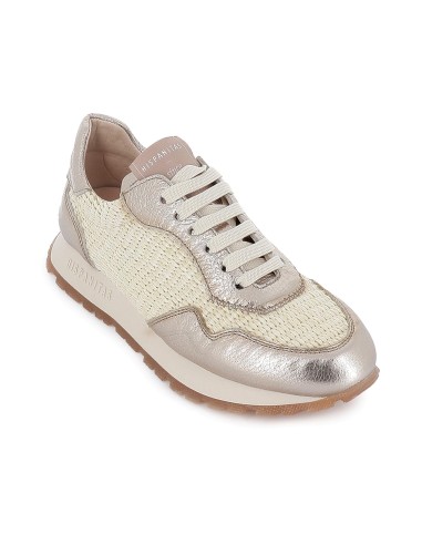 Deportivo piel combinacion rafia plantilla acolchada mujer dorado