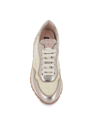 Deportivo piel combinacion rafia plantilla acolchada mujer dorado