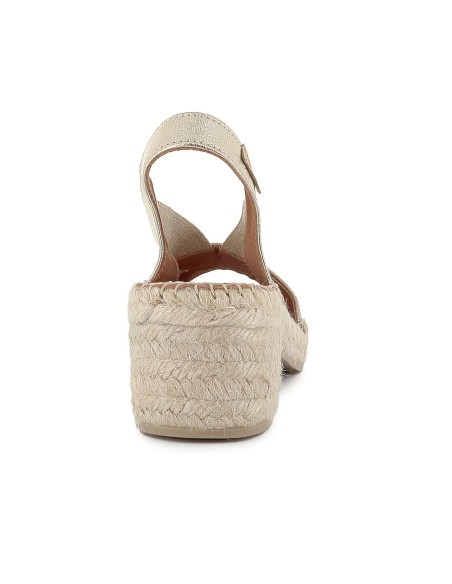 Alpargata yute piel con elasticos cosido artesanal mujer dorado