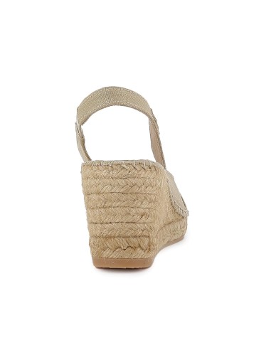 Alpargata yute tipo salon lino elastico y cuña media mujer dorada