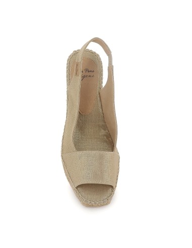 Alpargata yute tipo salon lino elastico y cuña media mujer dorada