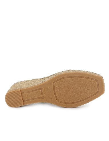 Alpargata yute tipo salon lino elastico y cuña media mujer dorada