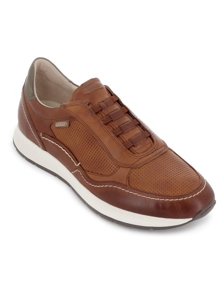 Deportivo piel combinada con cordones elasticos hombre cuero