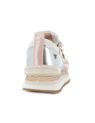 Deportiva piel con cintas plataforma mujer dorado