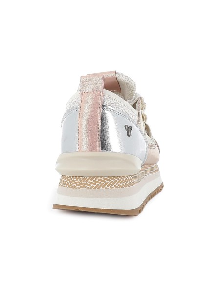 Deportiva piel con cintas plataforma mujer dorado