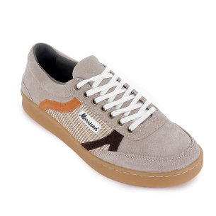 Deportivos piel serraje detalle lineas hombre beige 2