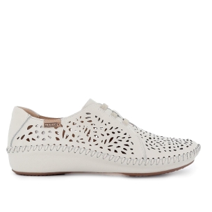 Zapato elasticos piel picados y plantilla extraible mujer blanco