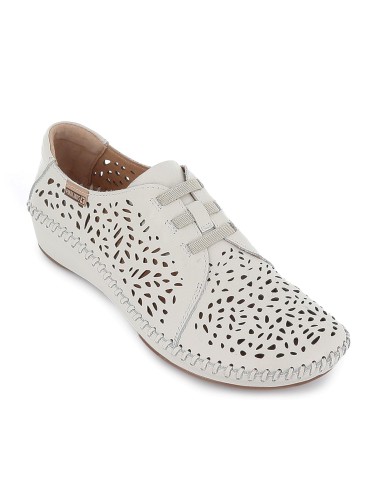 Zapato elasticos piel picados y plantilla extraible mujer blanco