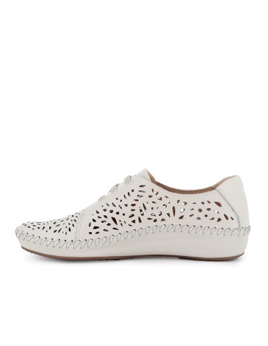 Zapato elasticos piel picados y plantilla extraible mujer blanco