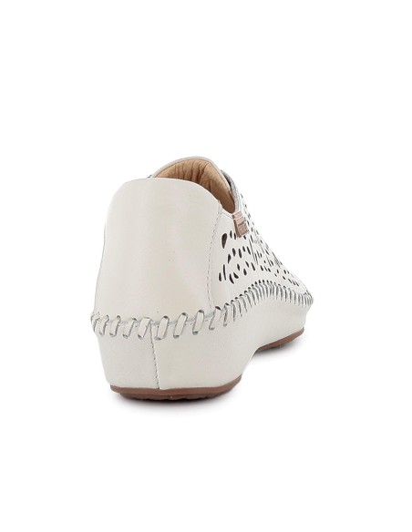 Zapato elasticos piel picados y plantilla extraible mujer blanco