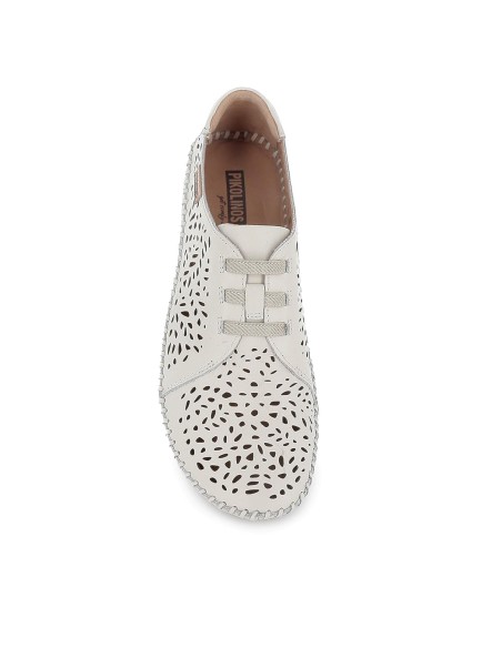 Zapato elasticos piel picados y plantilla extraible mujer blanco