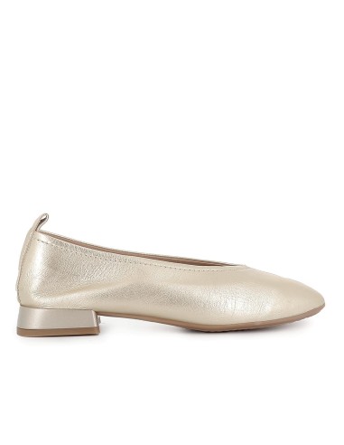 Bailarina piel grabados suave y tacon bajo 2cm mujer dorado