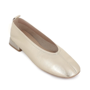 Bailarina piel grabados suave y tacon bajo 2cm mujer dorado 2