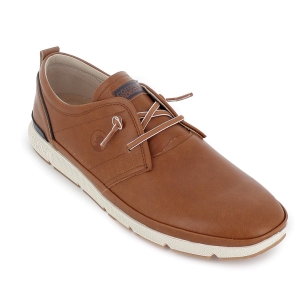 Zapato cordon elastico piel combinada y flexible hombre camel 2
