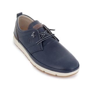 Zapato cordon elastico piel combinada y flexible hombre azul 2