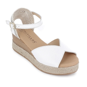 Sandalia piel pala corazon hebilla plataforma mujer blanca 2