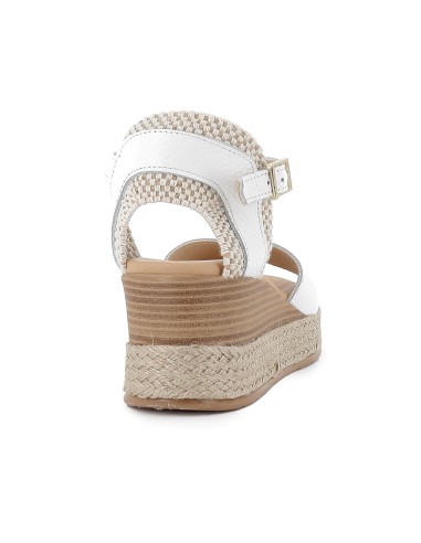 Sandalia piel pala corazon hebilla plataforma mujer blanca