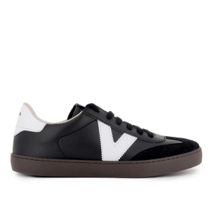 Deportivo piel contraste puntera cordones hombre negro